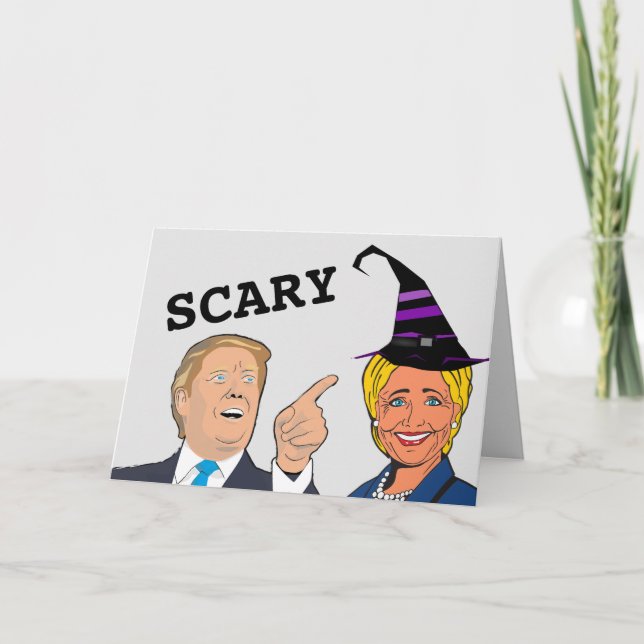 FUNNY HALLOWEEN HILLARY AND TRUMP CARDS KORT (Framsida)