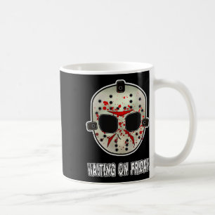 Funny Halloween Hockey Mask väntar på Fredag Kaffemugg