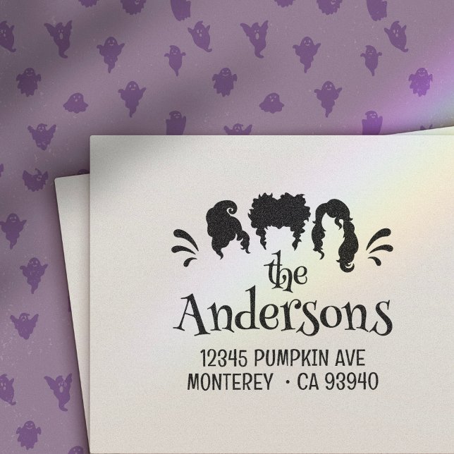 Funny Halloween Hocus Pocus Sisters Returadress Självfärgande Stämpel (Skapare uppladdad)