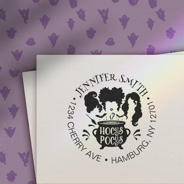 Funny Halloween Hocus Pocus Sisters Returadress Självfärgande Stämpel (Skapare uppladdad)
