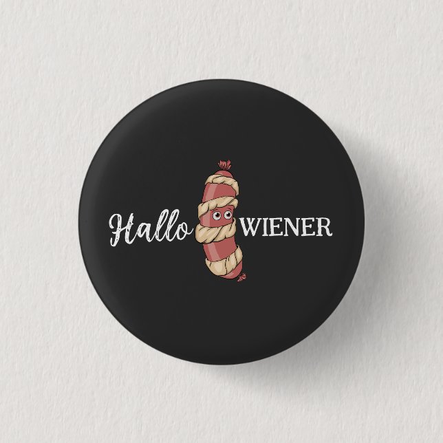 Funny Halloween Hotdog Mummy Hallowiener Pun Knapp (Framsida)