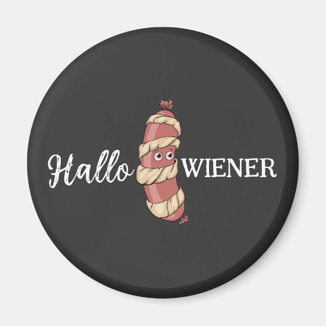 Funny Halloween Hotdog Mummy Hallowiener Pun Magnet (Framsidan)