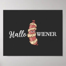 Funny Halloween Hotdog Mummy Hallowiener Pun Poster