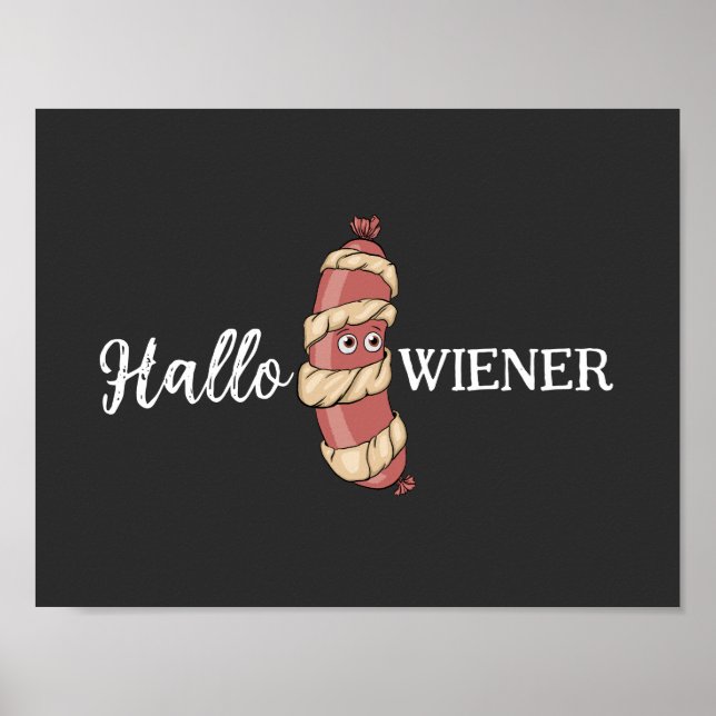 Funny Halloween Hotdog Mummy Hallowiener Pun Poster (Framsidan)