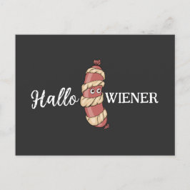 Funny Halloween Hotdog Mummy Hallowiener Pun Vykort