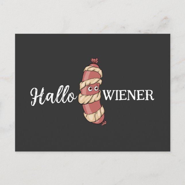 Funny Halloween Hotdog Mummy Hallowiener Pun Vykort (Framsida)