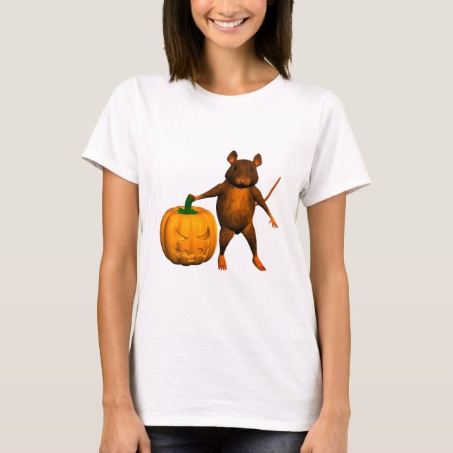 Funny Halloween House Mouse Råtta Tee (Framsida)