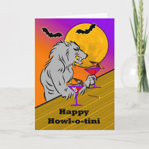 Funny Halloween Howl-o-tini med Varg Martinis Kort