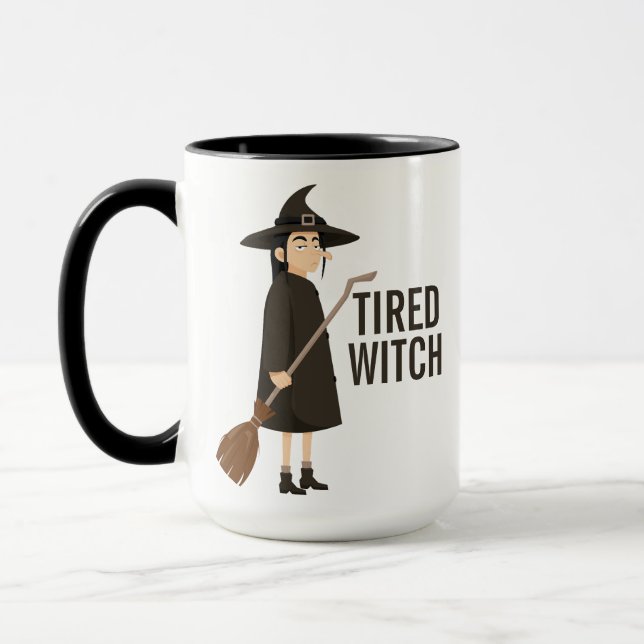 Funny Halloween Humor Black and White Witch Mugg (Vänster)
