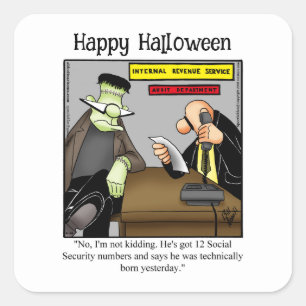 Funny Halloween Humor Square Stickers Fyrkantigt Klistermärke