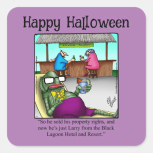 Funny Halloween Humor Sticker Fyrkantigt Klistermärke