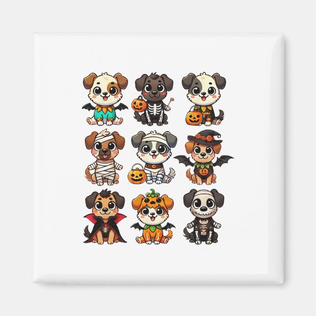 Funny Halloween Hundar Ghost Pumpkin Spooky Season Magnet (Framsidan)