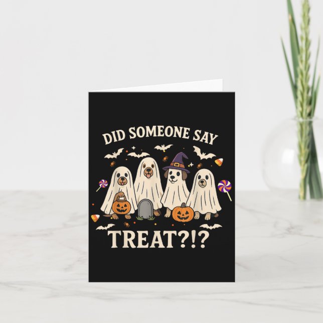 Funny Halloween Hundar sa att Treat Ghost D Kort (Framsida)