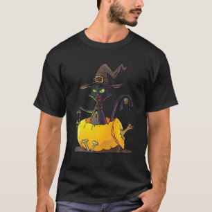 Funny Halloween Jack-O-Lantern Pumpkin Cat Fullt M T Shirt