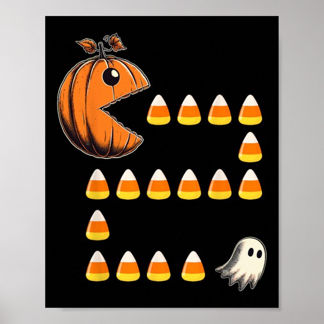 Funny Halloween Jack o lantern Pumpkin Eating Cand Poster (Framsidan)