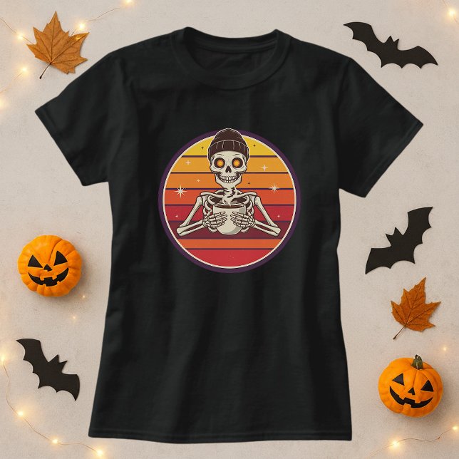 Funny Halloween-kaffe Tee; koffeinerat Skeleton T Shirt (Skapare uppladdad)