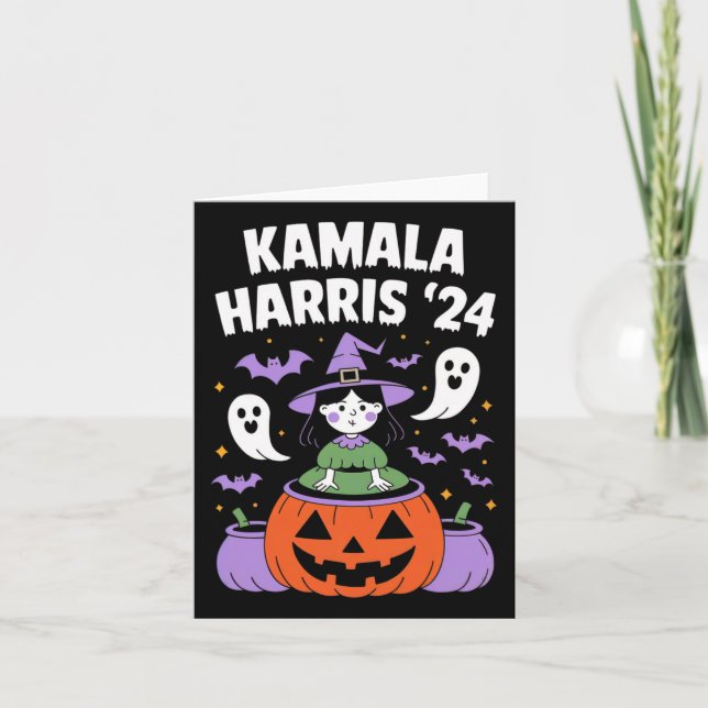 Funny Halloween Kamala Harris Pumpkin 2024 Kort (Framsida)