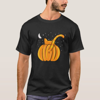 Funny Halloween Katt Butt Pumpkin Orange Tabby Gif T Shirt