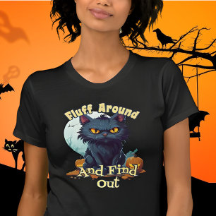 Funny Halloween-katt Fluff runt och ta reda på T Shirt