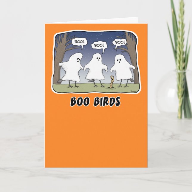 Funny Halloween-kort: Boo Birds Kort (Framsida)