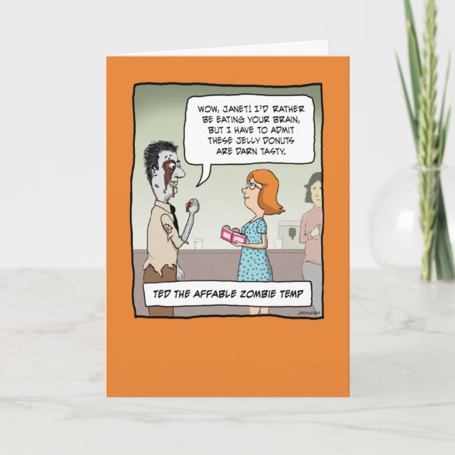 Funny Halloween-kort: Zombie Temp Kort (Framsida)