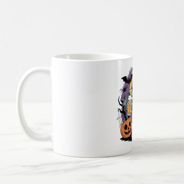 Funny Halloween Lizard Skeleton med Beer Kaffemugg (Vänster)