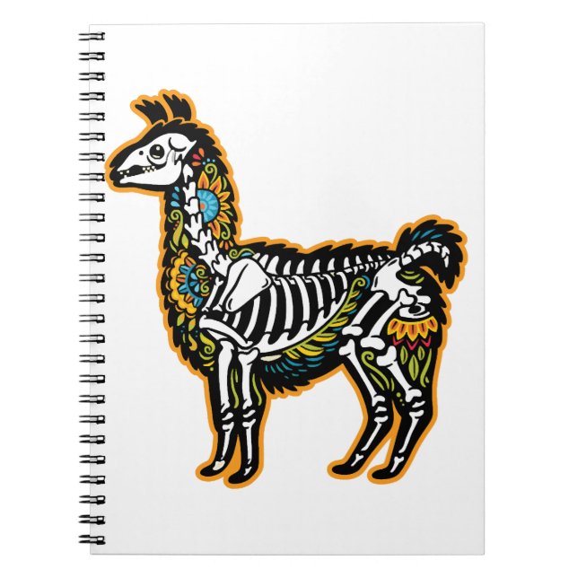 Funny Halloween Llama Skeleton Graphic - Anteckningsbok (Framsidan)