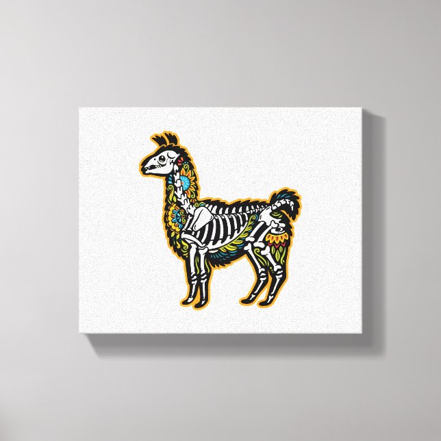 Funny Halloween Llama Skeleton Graphic - Canvastryck (Framsida)