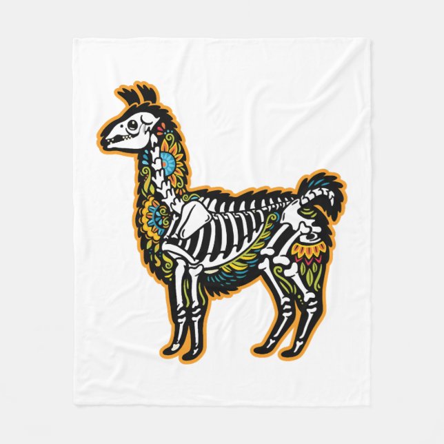 Funny Halloween Llama Skeleton Graphic - Fleecefilt (Framsidan)