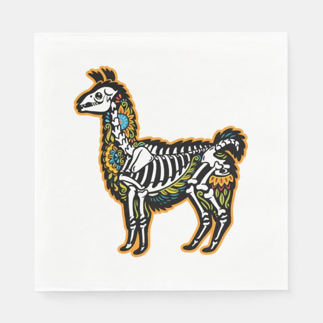 Funny Halloween Llama Skeleton Graphic - Pappersservett (Framsidan)