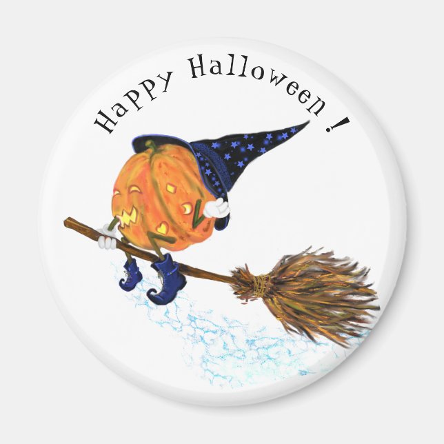 Funny Halloween Magtnet Witch Pumpkin Flies Magnet (Framsidan)