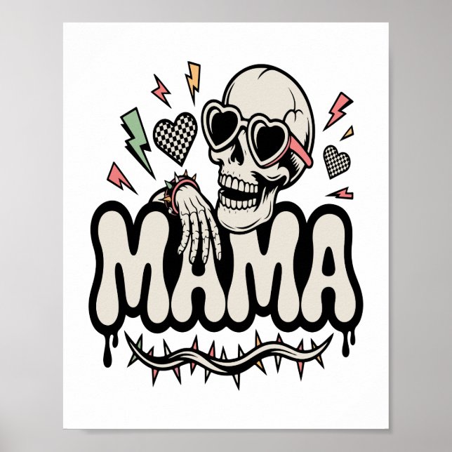 Funny Halloween Mama Cool Skull Poster (Framsidan)