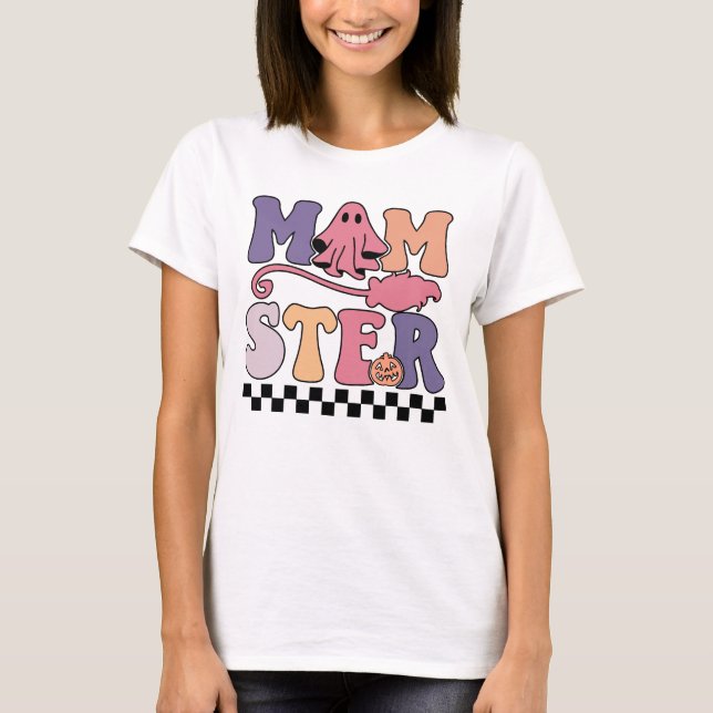 Funny Halloween Mamster Ghost T-Shirt (Framsida)