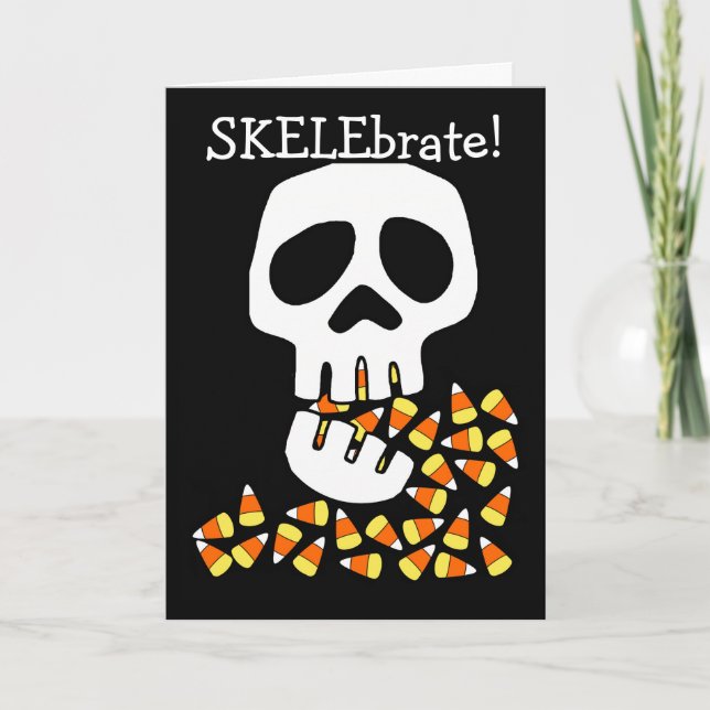 Funny Halloween med Skelebrate - och Skulleätning Kort (Framsida)