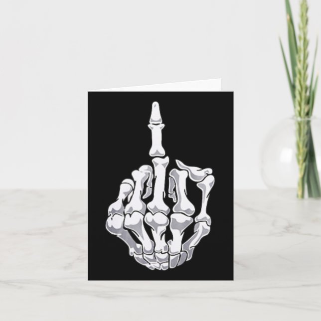 Funny Halloween Mitten Finger Skeleton Hand Skull Kort (Framsida)