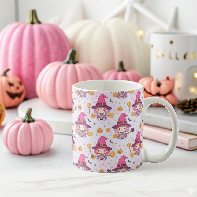 Funny Halloween Mönster med Pumpkins och häxa Kaffemugg (Skapare uppladdad)