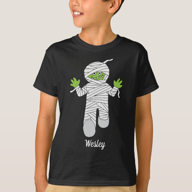Funny Halloween Mummy Tecknade figurer Kids T Shirt (Framsida)