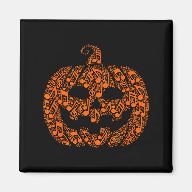 Funny Halloween Music Note Musician Jack O Lantern Magnet (Framsidan)