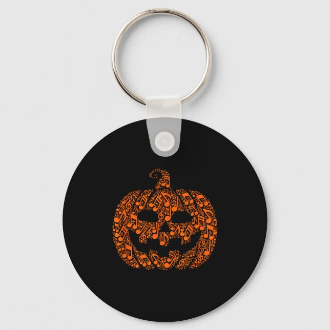 Funny Halloween Music Note Musician Jack O Lantern Nyckelring (Framsida)