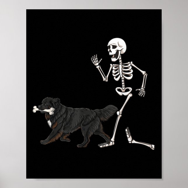 Funny Halloween Newfoundland och Skeleton Poster (Framsidan)