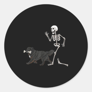 Funny Halloween Newfoundland och Skeleton Runt Klistermärke