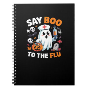 Funny Halloween Nurse Ghost T-Shirt - "say Boo to Anteckningsbok