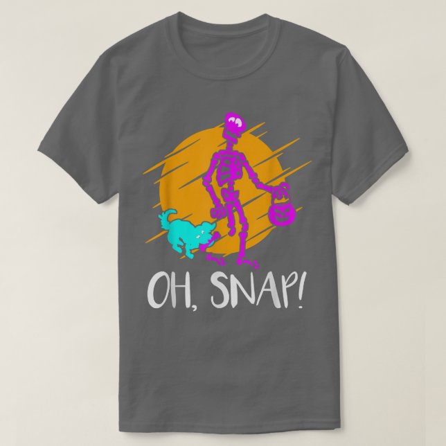 Funny Halloween Oh, Snap Broken Bone Skeleton Pump T Shirt (Design framsida)