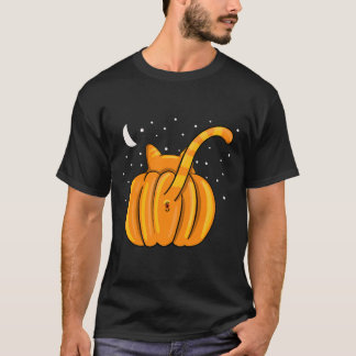 Funny Halloween-Orange-flik för kattknapp T Shirt
