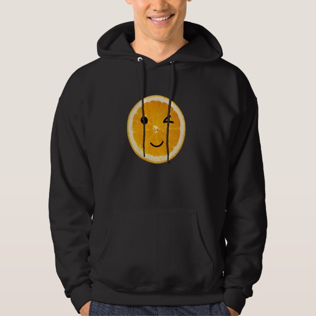 Funny Halloween Orange Slice Fruit Easy Lazy Costu Hoodie (Framsida)