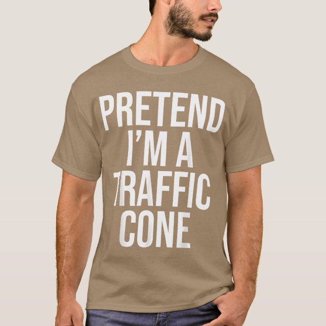 Funny Halloween Orangeraffic Cone Costume Manar fr T Shirt (Framsida)