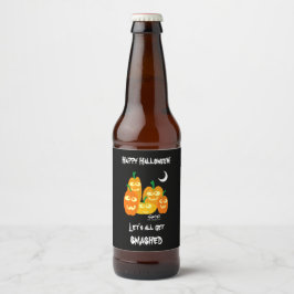 Funny Halloween Party Drunk Pumpkins Ölflaska Etikett