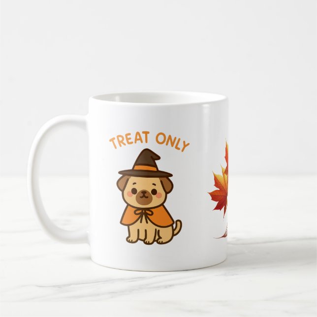 Funny Halloween Pug Witch Coffee Mug Kaffemugg (Vänster)