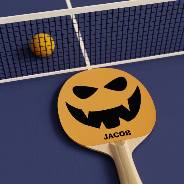 Funny Halloween Pumpkin Ansikte Ping Pong Paddle Pingisracket (Boo! A spooky pumpkin face ping pong paddle just for you)