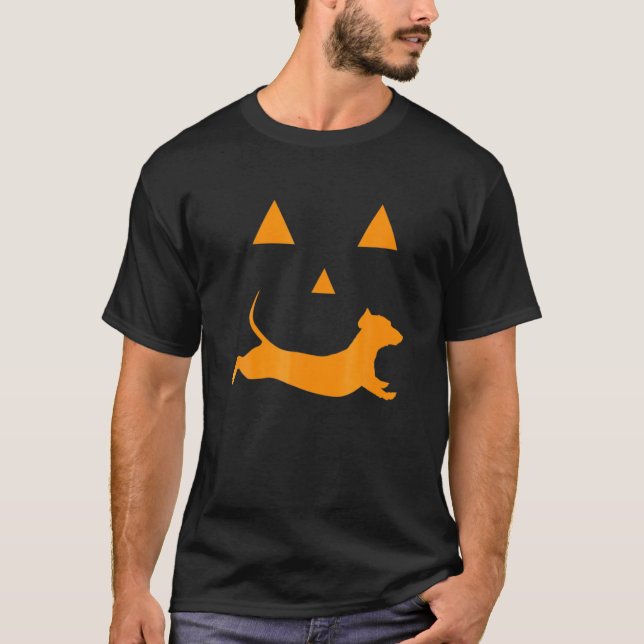 Funny Halloween Pumpkin Dachshund Jack-O-Lantern C T Shirt (Framsida)